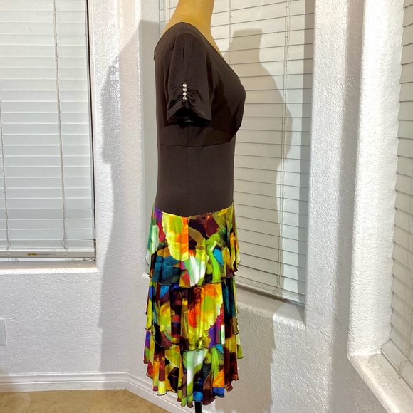 BLUE D’AZUR FRANCE dress short sleeves 10 brown - Picture 5 of 11